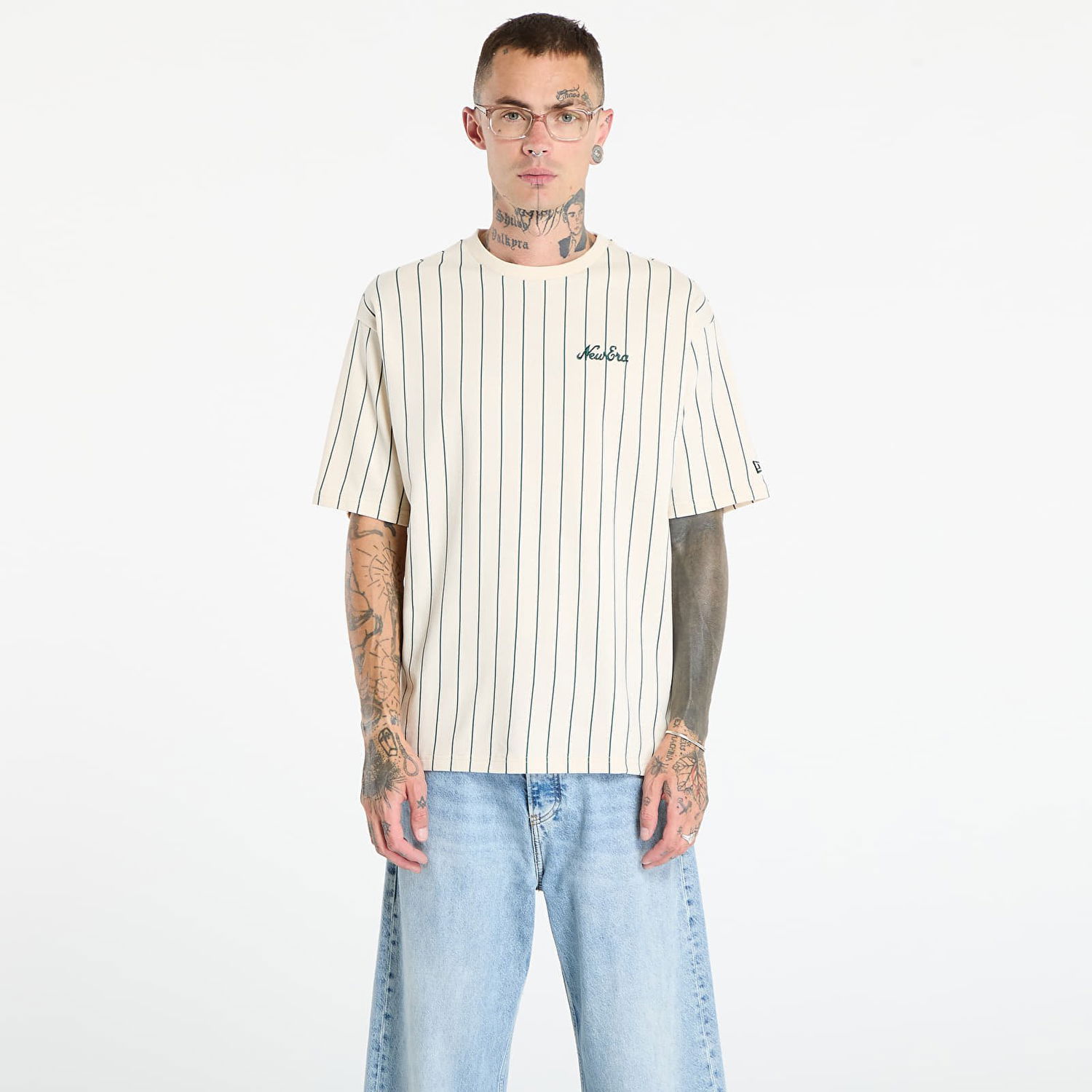 T-shirt New Era New Era Pinstripe T-Shirt Beige | 60684389, 0