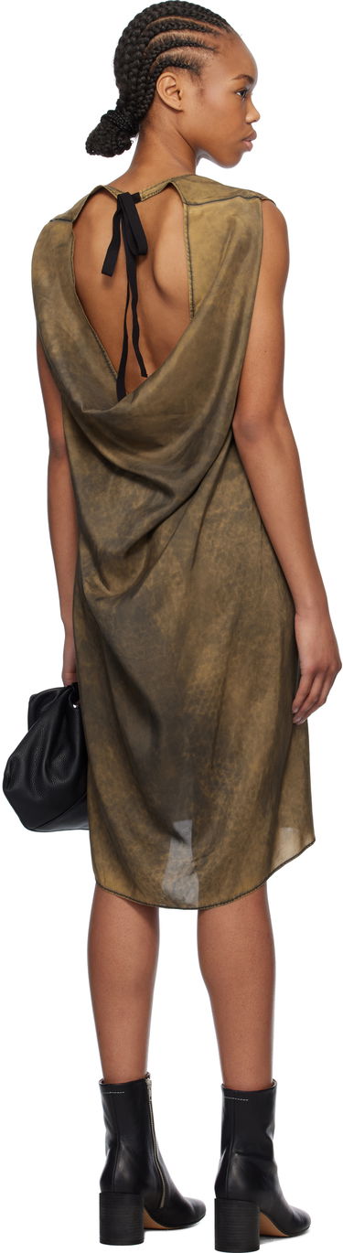 Kjole Maison Margiela MM6 Maison Margiela Silk Shift Midi Dress Brun | S52DA0051 M35244, 2