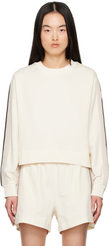 Sweater Moncler Moncler Cropped Sweatshirt with Striped Trim Hvid | K10938G0003389A1K, 0