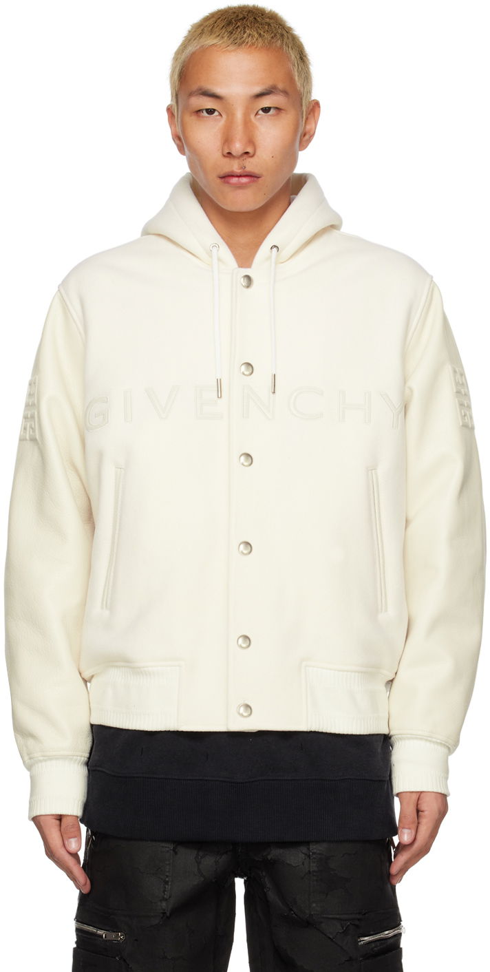 Bomberjakke Givenchy Givenchy Hooded Varsity Bomber Jacket Hvid | BM011T6Y16, 0