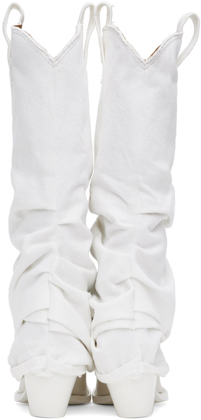 Tøj R13 R13 Mid Cowboy Denim Sleeve Boots Hvid | R13S0107-WHT, 1