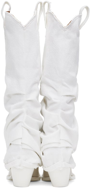 Tøj R13 R13 Mid Cowboy Denim Sleeve Boots Hvid | R13S0107-WHT, 1