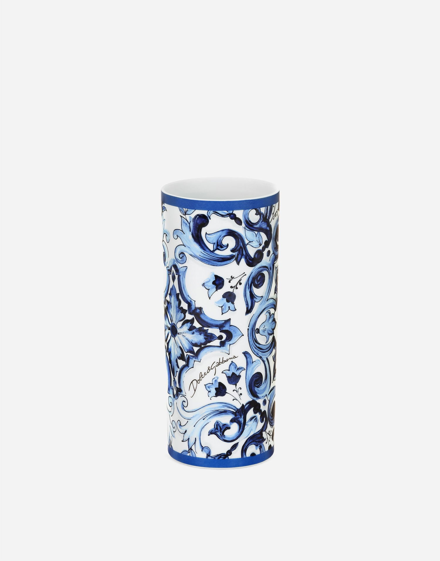 Home decor Dolce & Gabbana Dolce & Gabbana Cylindrical Porcelain Majolica-print Vase Flerfarvet | TCC196TCAMZUB011, 1