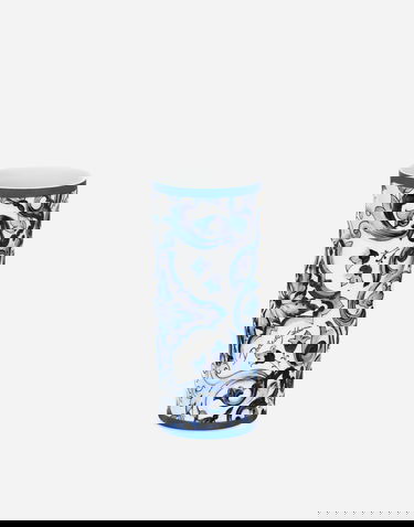 Home decor Dolce & Gabbana Dolce & Gabbana Cylindrical Porcelain Majolica-print Vase Flerfarvet | TCC196TCAMZUB011, 1