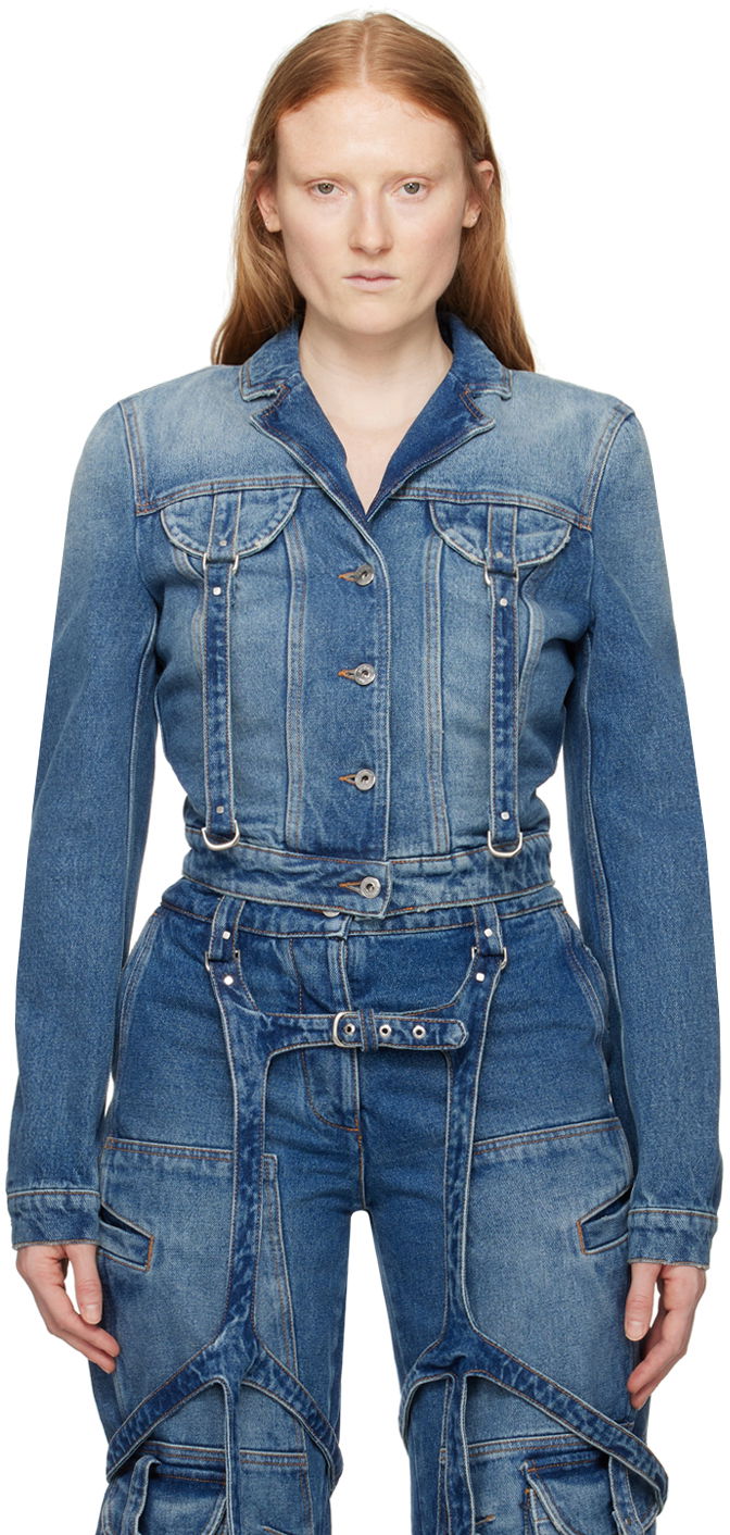 Jakke Off-White Blue Cargo Denim Jacket Blå | OWYE052C99DEN0014500