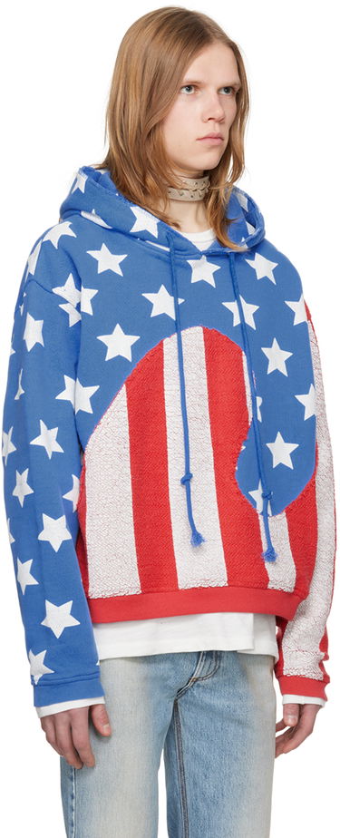 Sweatshirt ERL Stars & Stripes Swirl Print Fleece Hoodie Rød | ERL07T022, 4