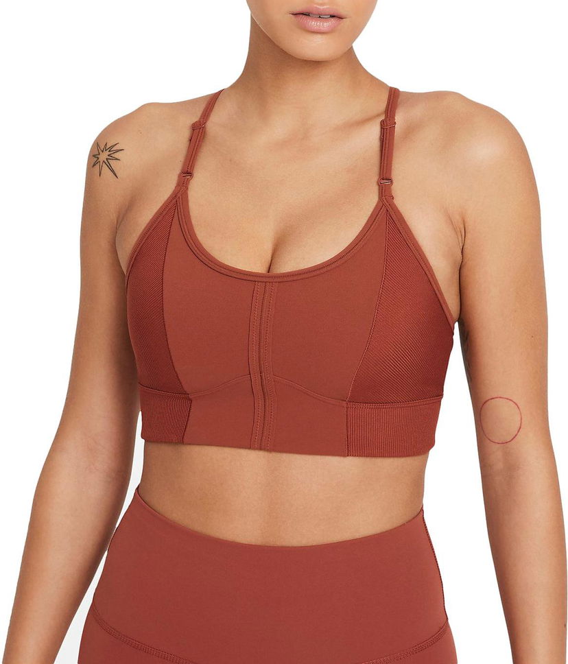 Bh Nike Nike Yoga Dri-FIT Indy Light-Support Padded Longline Sports Bra Brun | dd1183-670