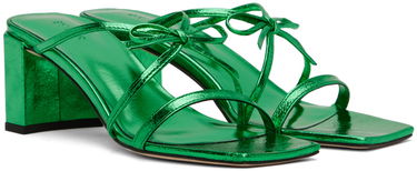 Sneakers og sko BY FAR June Metallic Leather Heeled Sandals Grøn | 23SSJUNSCVGA, 3