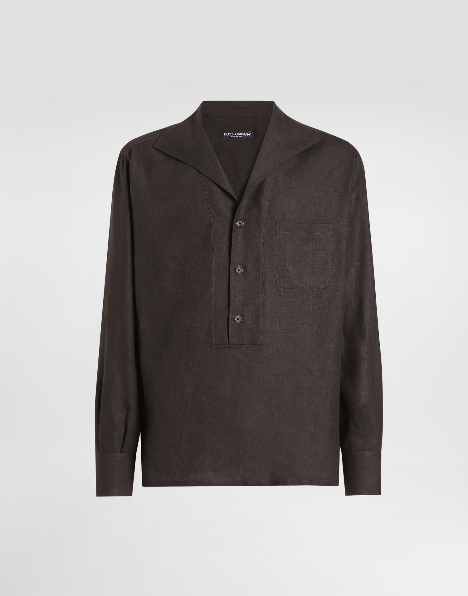 Skjorte Dolce & Gabbana Dolce & Gabbana Three-Button Linen Shirt Brun | G5ND3TFU4JBM3977, 0