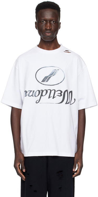 T-shirt We11done Distressed Logo T-Shirt Hvid | WD-TT3-22-905-U-WH, 0