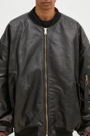 Bomberjakke VETEMENTS VETEMENTS Oversized Leather Bomber Jacket Sort | UA66JA200B, 6