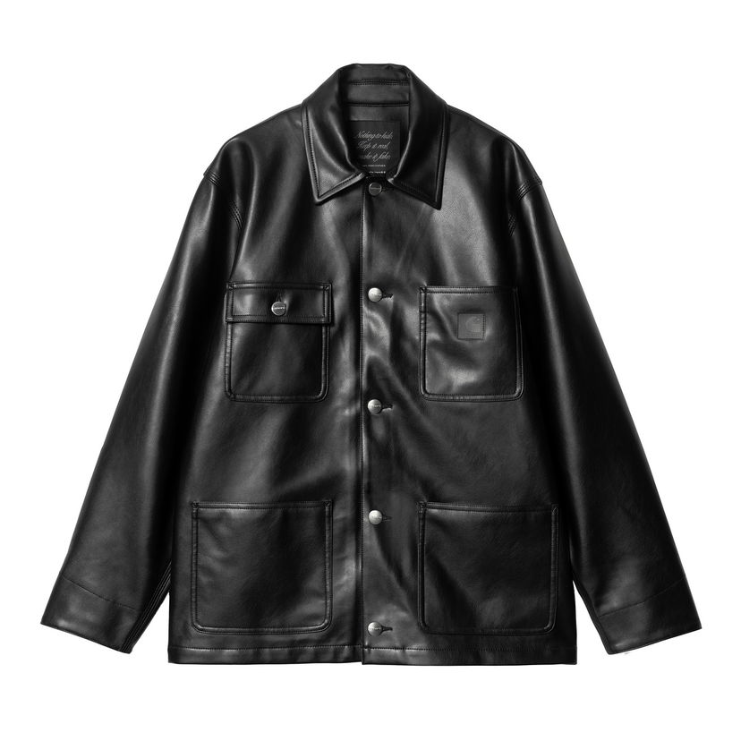 Jakke Carhartt WIP Faux Leather Chore Jacket Sort | I034447_4