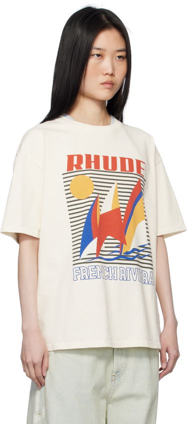 T-shirt Rhude Rhude Poster Print T-Shirt Beige | RHPS25TT10012, 1