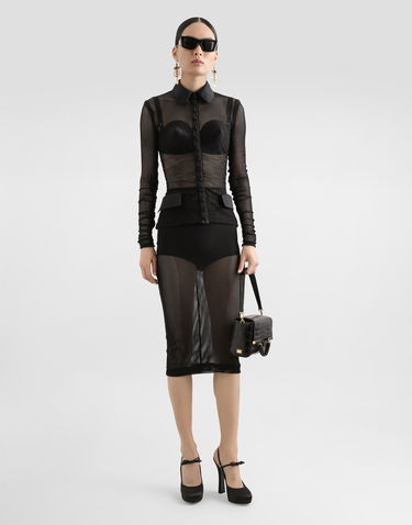 Nederdel Dolce & Gabbana Dolce & Gabbana Mesh Calf-Length Skirt Sort | F4CT6TFLREPN0000, 1