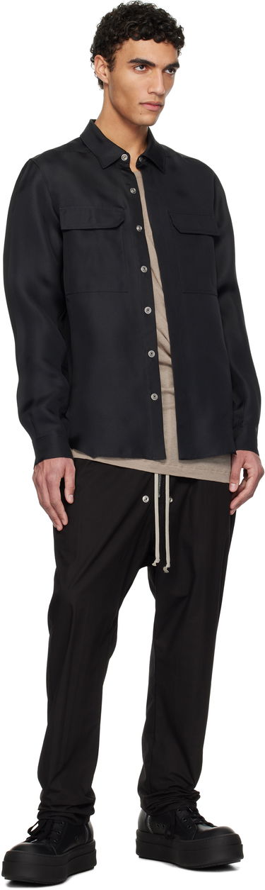 Skjorte Rick Owens Hollywood Silk Gazar Overshirt Sort | RU01E5236 SG, 3