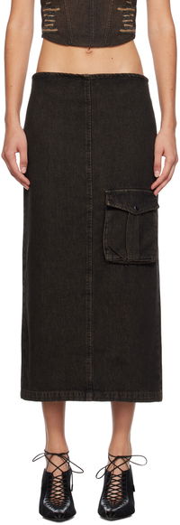 Miaou Freya Denim Maxi Cargo Pocket Skirt