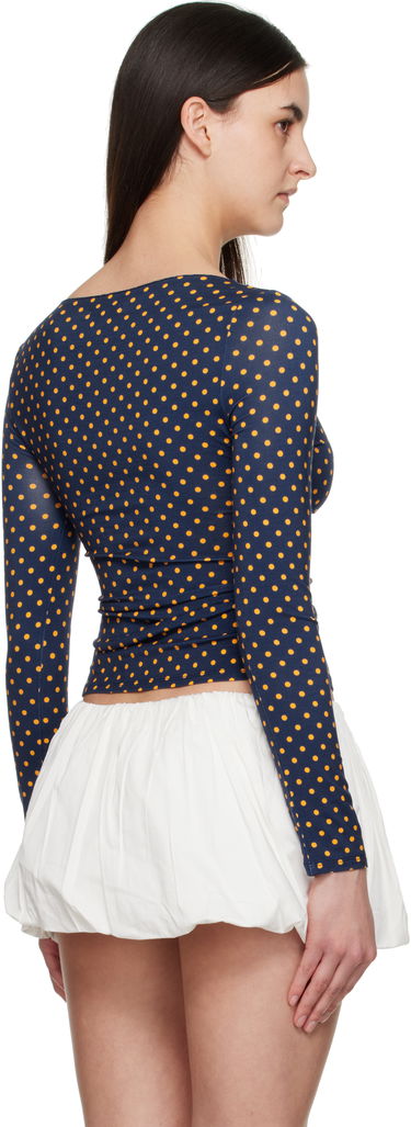 T-shirt Miaou Miaou Amelia Polka Dot Long Sleeve T-Shirt Mørkeblå | 7183TJBPKD, 2