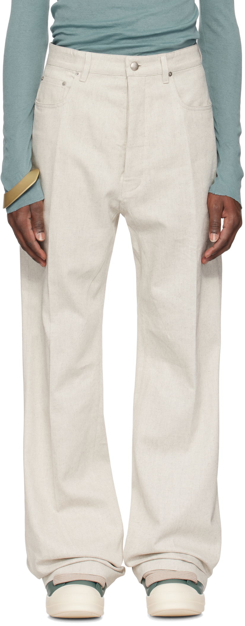 Bukser Rick Owens Rick Owens Hollywood Geth Jeans Beige | RU01E5333 DRD