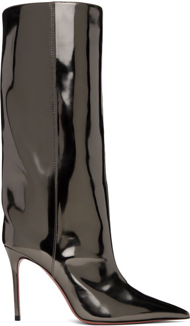 Sneakers og sko Amina Muaddi Fiona 95 Metallic Leather Tall Boots Sort | FIONA BOOT 95, 0