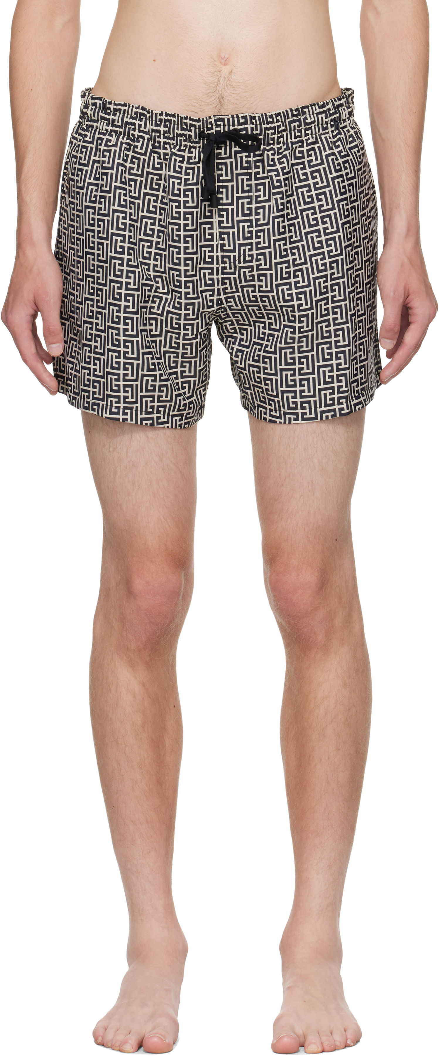 Badetøj Balmain Balmain Monogram Swim Shorts Beige | BWB641500, 0