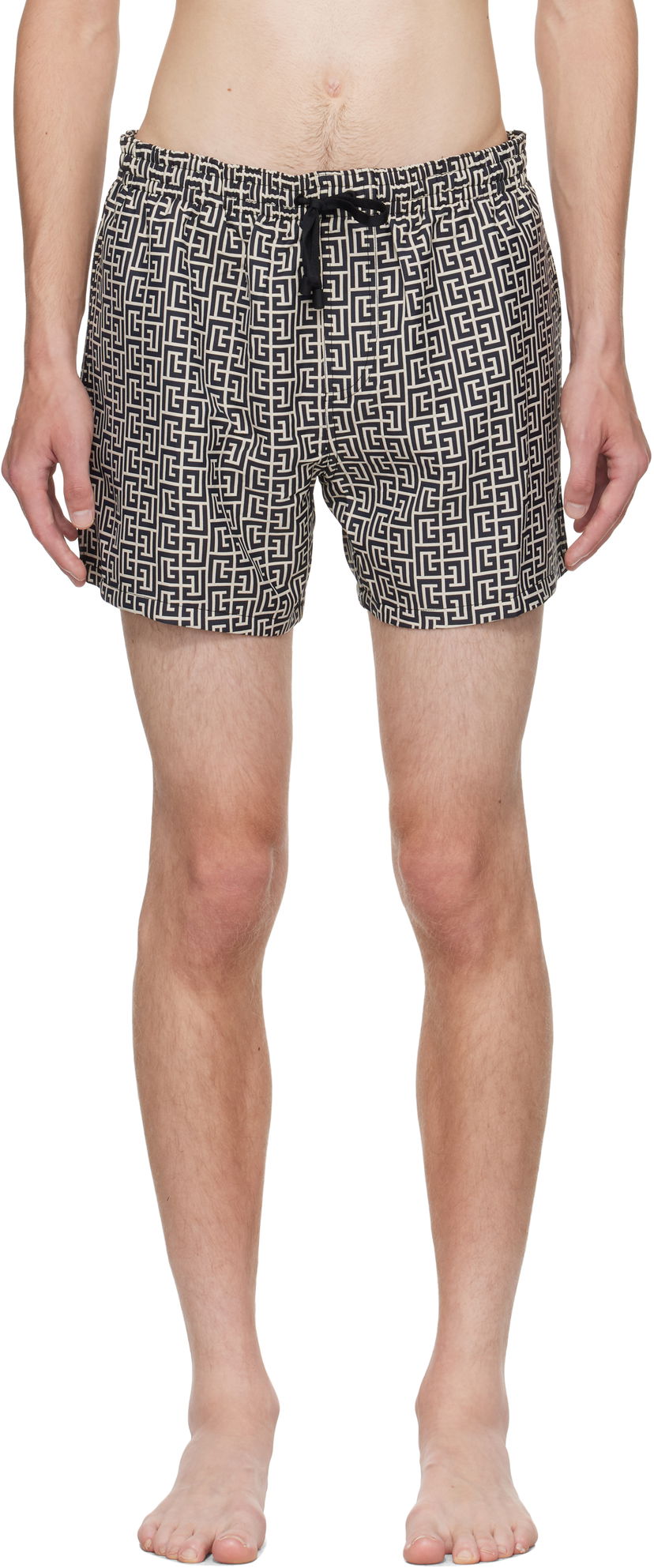 Badetøj Balmain Balmain Monogram Swim Shorts Beige | BWB641500