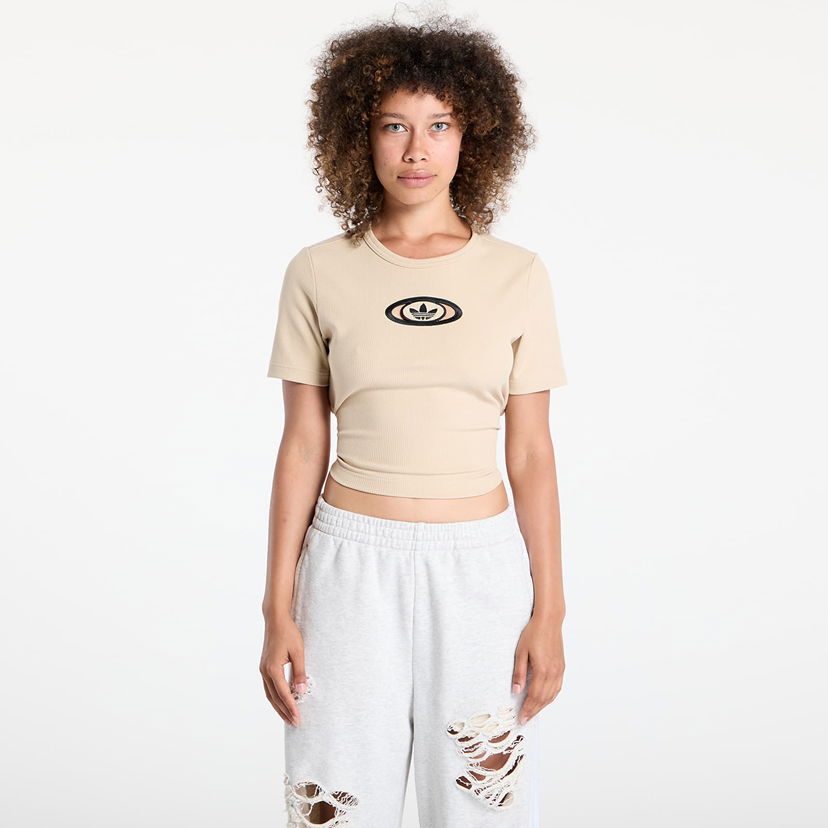 Crop top adidas Originals adidas Originals Campus 2000 Back Cut Out Rib Cropped T-Shirt Beige | KC8803