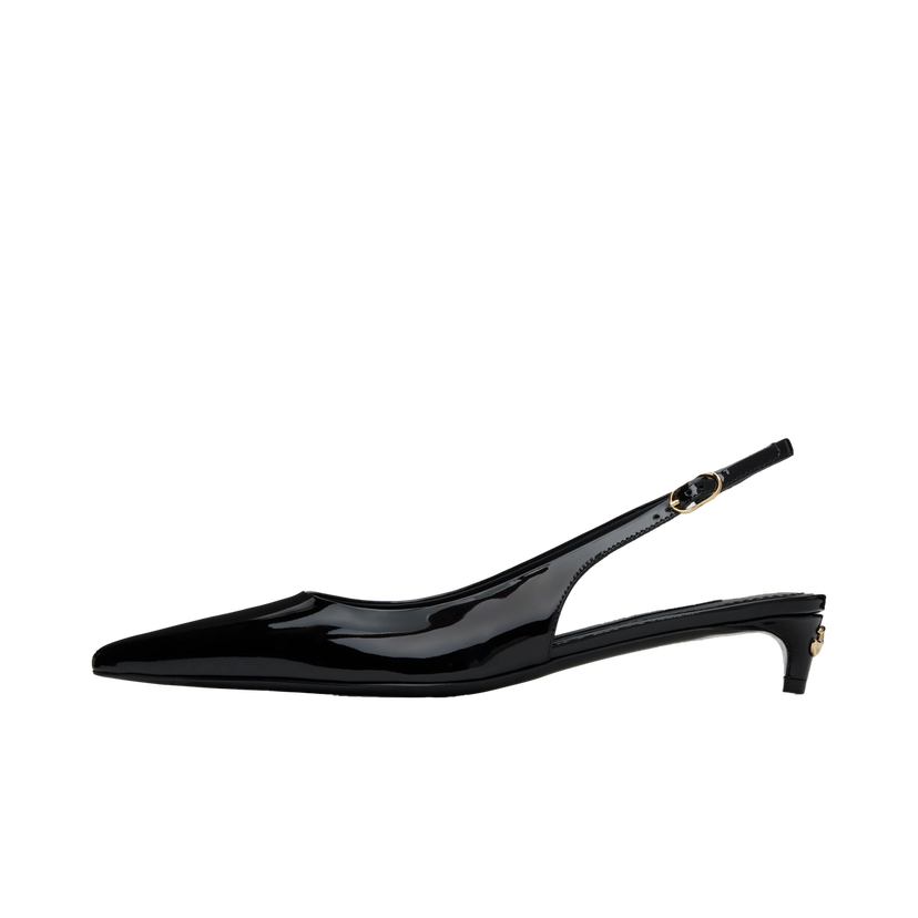 Sneakers og sko Dolce & Gabbana Dolce&Gabbana Patent Slingback Kitten Heels Sort | CG0701 A1471