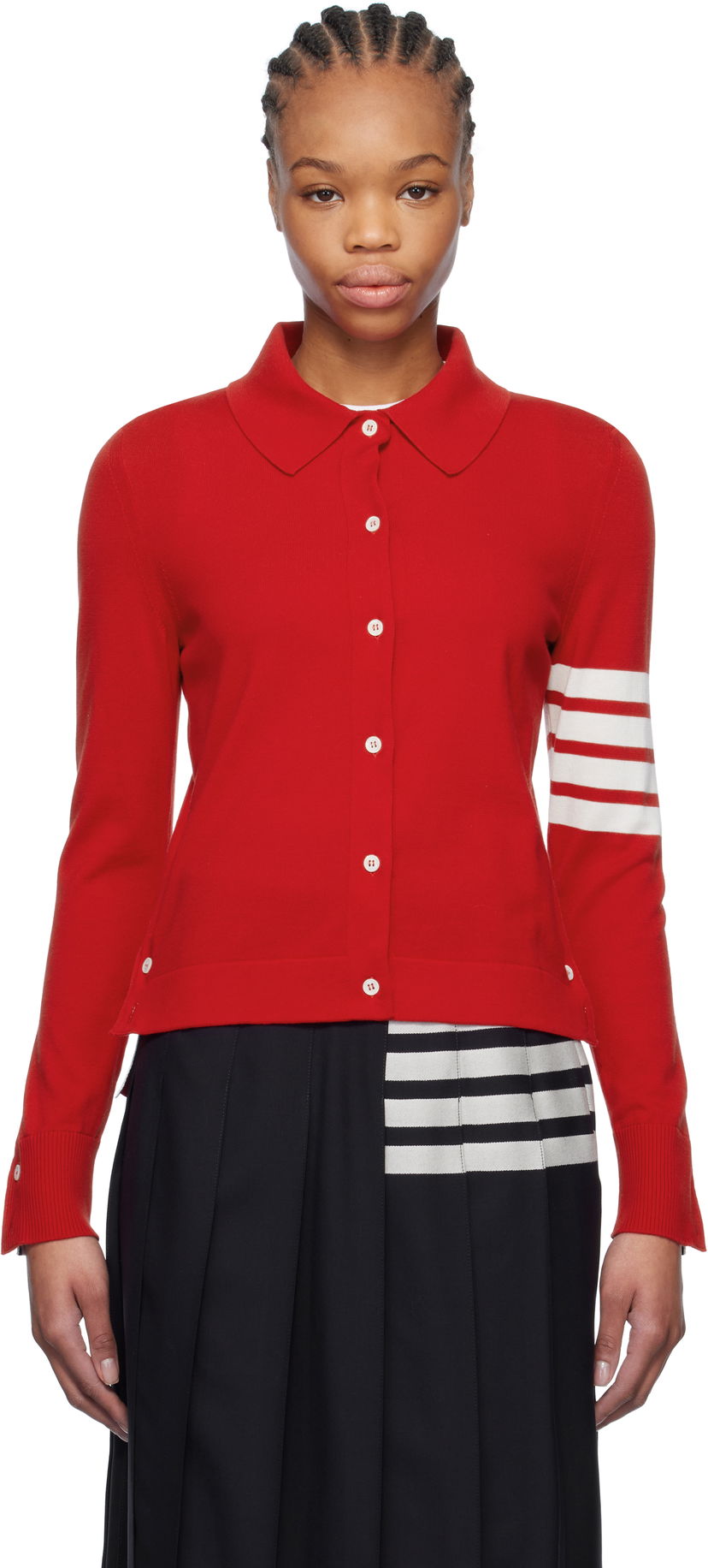 Sweater Thom Browne Thom Browne Cotton 4-Bar Cardigan Rød | FKL003A-Y3036