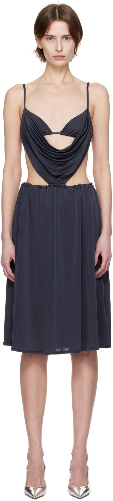 Kjole Diesel Diesel D-Showomen Cowl Neck Midi Dress Mørkeblå | A17621 0QMAX, 0