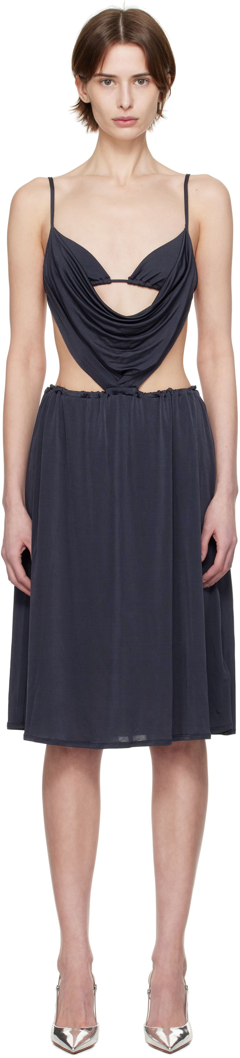 Kjole Diesel Diesel D-Showomen Cowl Neck Midi Dress Mørkeblå | A17621 0QMAX