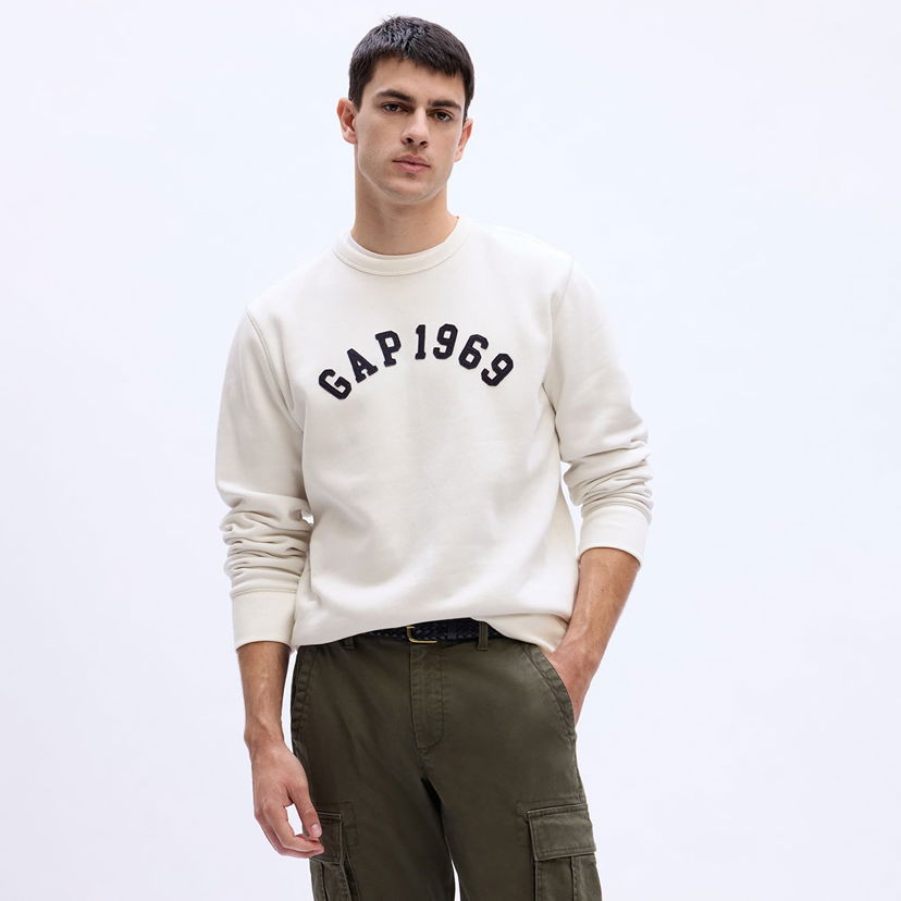 Sweatshirt GAP Crewneck Logo Sweatshirt Carls Stone Beige | 817079-02