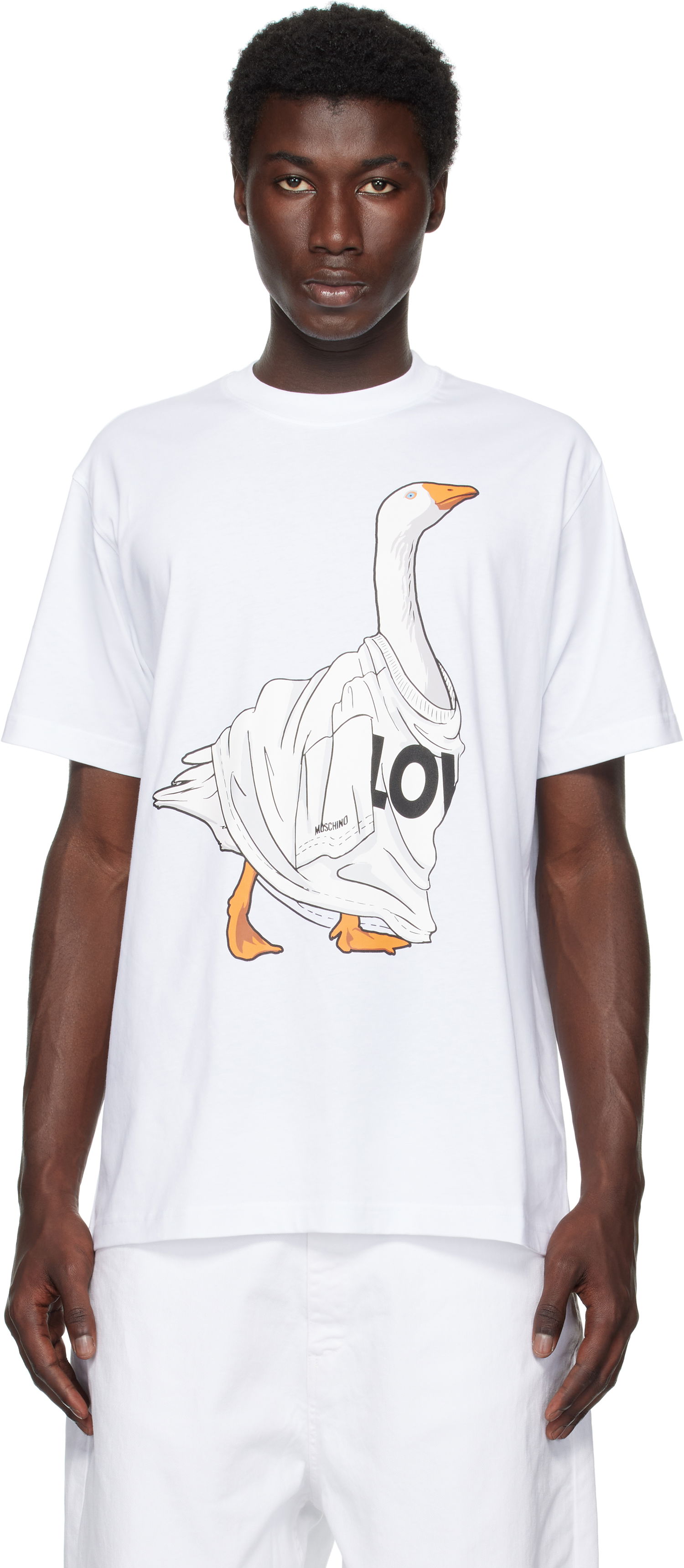 T-shirt Moschino Moschino Goose Graphic Organic Cotton T-Shirt Hvid | 252ZZ071152411001, 0