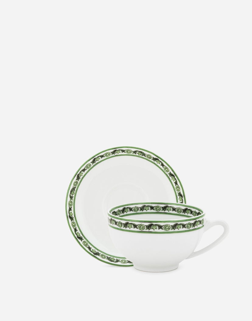 Home decor Dolce & Gabbana Porcelain Teacup And Saucer Set Grøn | TC0S13TCALIUV028