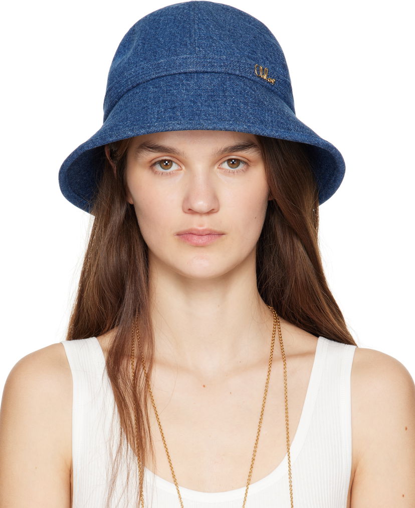 Hat CHLOÉ Chloé 'The Chloé' Iconic Denim Bucket Hat Blå | CHC25SD020GDN