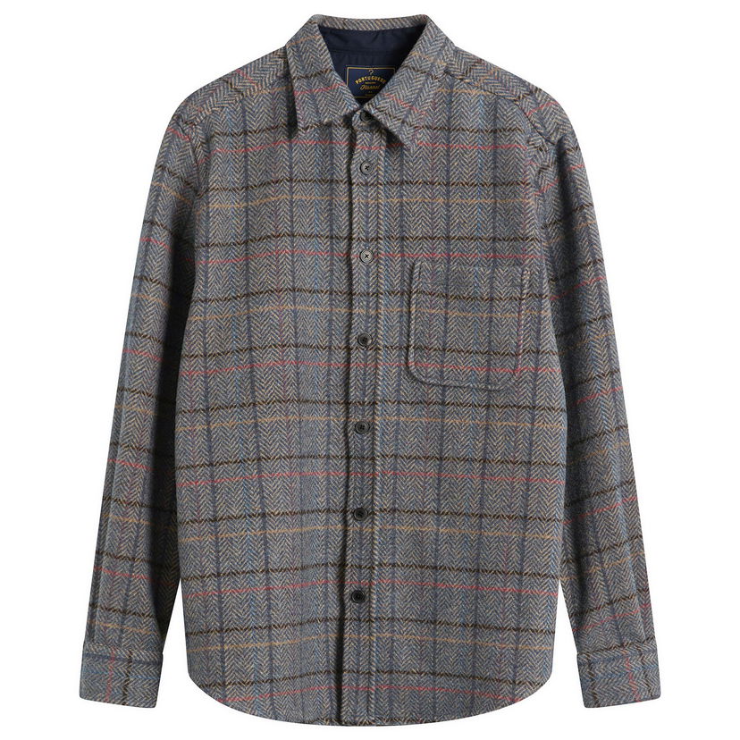 Skjorte Portuguese Flannel Flannel Herringbone Plaid Overshirt Flerfarvet | AW25076-GRY
