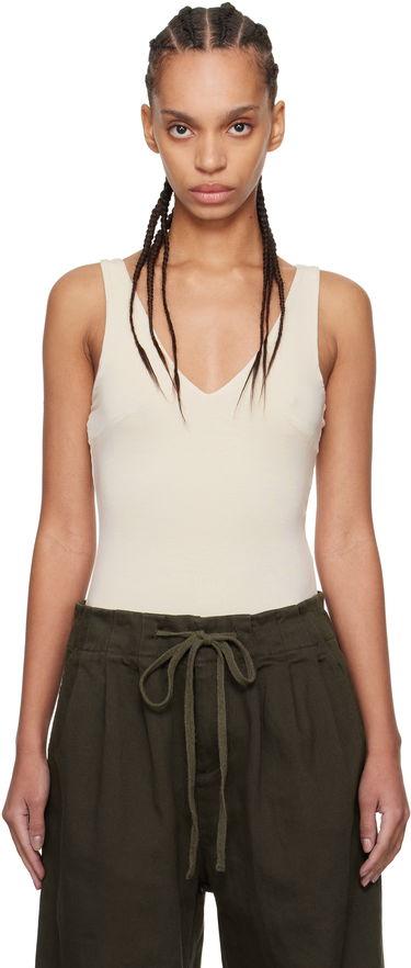 Tanktop Entire Studios Off-White V-Neck Bodysuit Beige | ES2603CR, 0