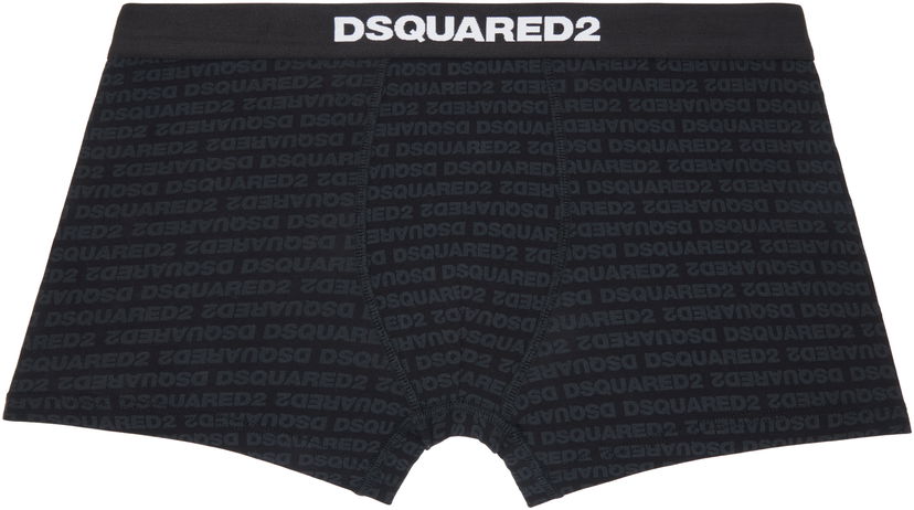 Boksere DSQUARED2 Dsquared2 Printed-Logo Boxer Briefs Sort | D9LDC5510