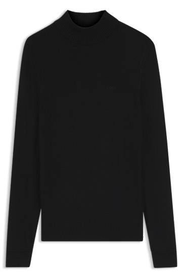 Sweater BOSS Wool-blend rollneck sweater with embroidered logo Sort | 50501761