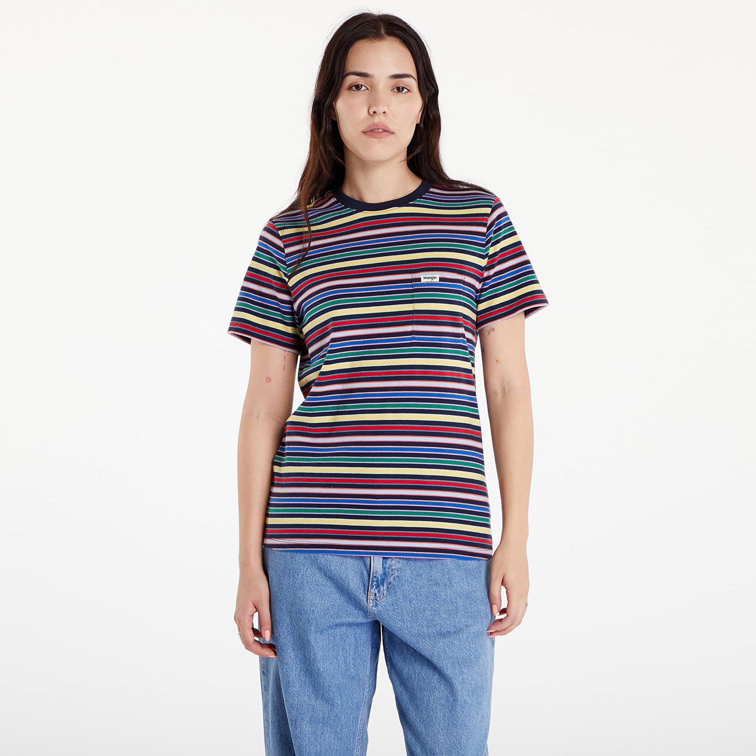 T-shirt Wrangler Stripe Tee Navy Mørkeblå | 112356456, 0
