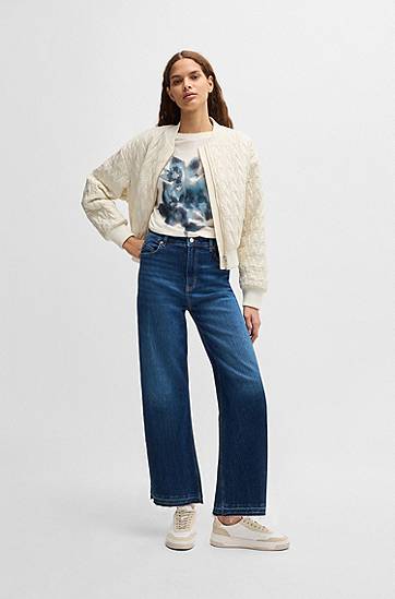 T-shirt BOSS BOSS Oversized-Fit T-Shirt with Floral Print Hvid | 50534814, 1