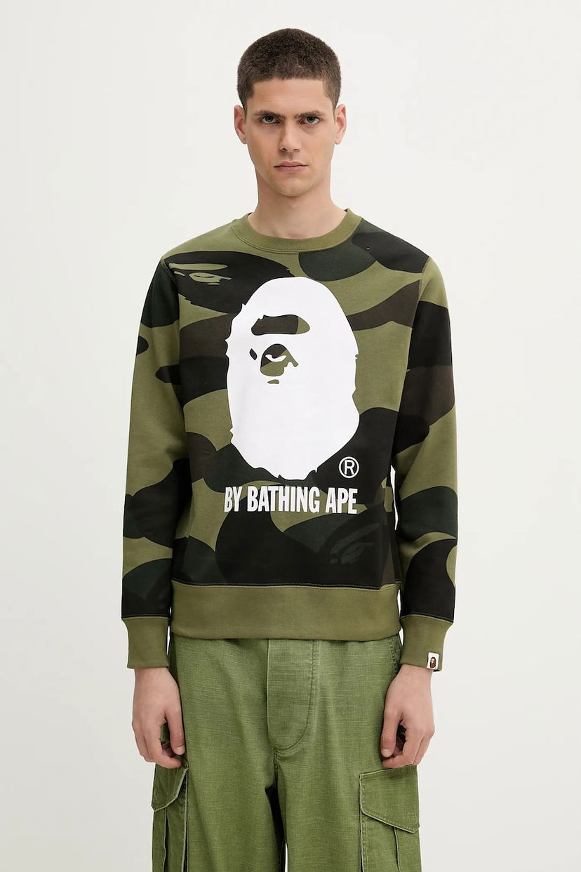 Sweatshirt BAPE A Bathing Ape Giant 1St Camo By Bathing Ape Crewneck Sweatshirt Grøn | 1L30113011