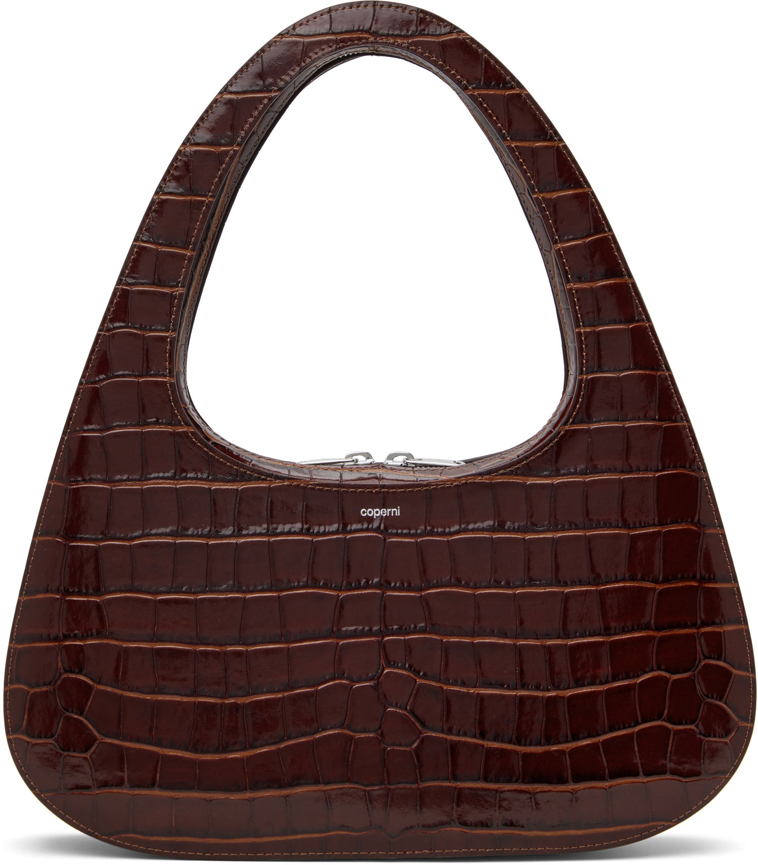 Håndtaske Coperni Coperni Croco Embossed Large Swipe Baguette Bag Brun | COPBA85F6032, 0