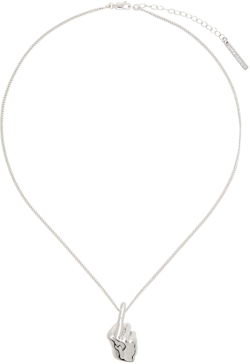 Halskæde Y/PROJECT Silver Mini Fuck You Pendant Necklace Metalisk | 640NE008, 0
