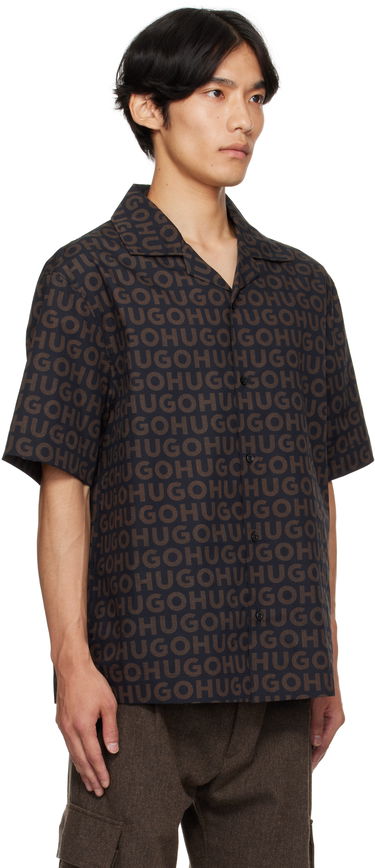 Skjorte BOSS Oversized-Fit Printed Cotton Poplin Shirt Grøn | 50545377, 2