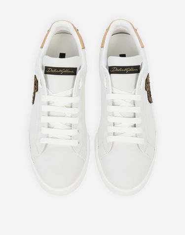 Sneakers og sko Dolce & Gabbana Dolce & Gabbana Portofino Crown Patch Calfskin Hvid | CS2330AH1368I047, 3