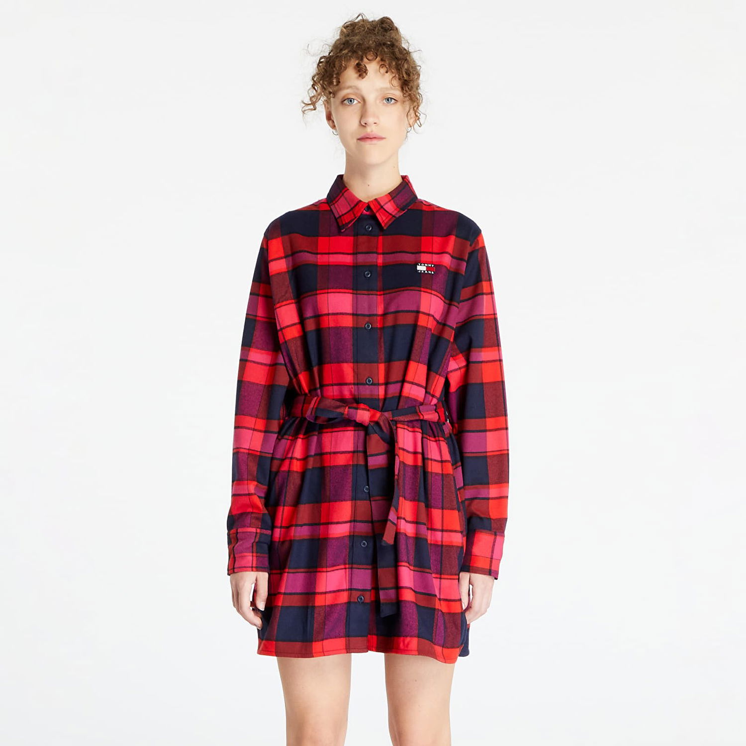 Kjole Tommy Hilfiger Check Mid Thigh Flerfarvet | DW0DW16471 0KP, 0