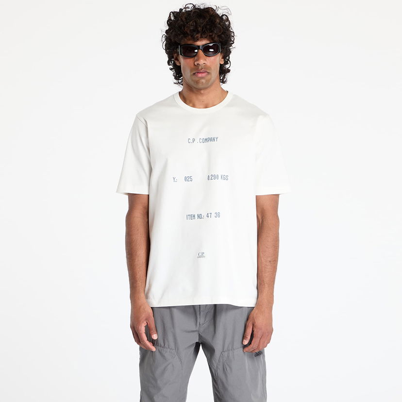 T-shirt C.P. Company C.P. Company Mercerized Jersey Twisted Typographic Logo T-Shirt Hvid | 18CMTS107A110301W-103