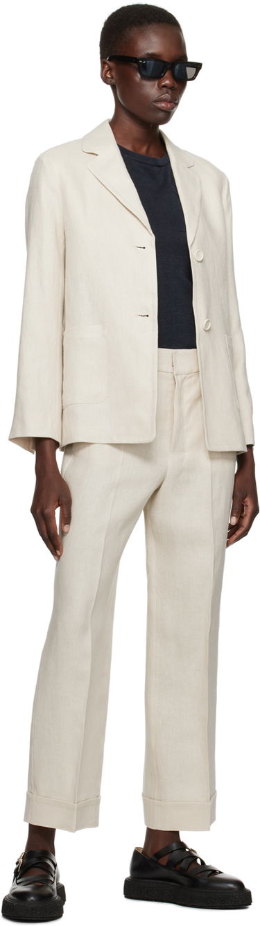 T-shirt Max Mara Pocket Linen T-Shirt Mørkeblå | 2419361013600, 4