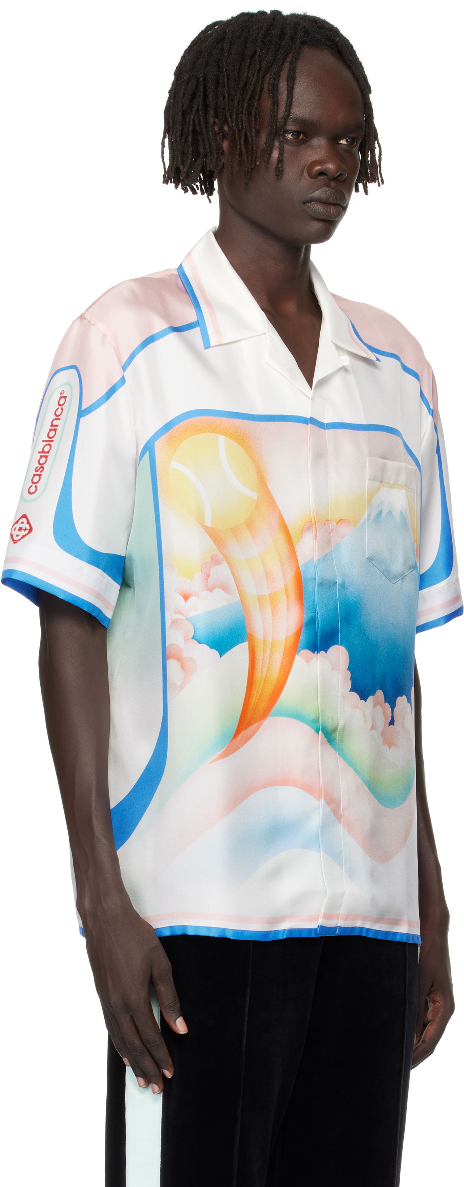 Skjorte Casablanca Casablanca Fuji Dream Silk Resort Shirt Hvid | MPF25-SH-003-03, 1