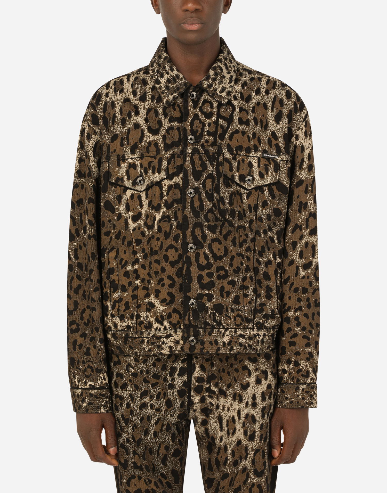 Jakke Dolce & Gabbana Dolce & Gabbana Leopard Print Denim Jacket Brun | G9UW6DG8EI1S9001, 1